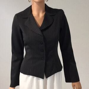 Wrapper Black Striped Blazer Top Women's Junior 7 NWT